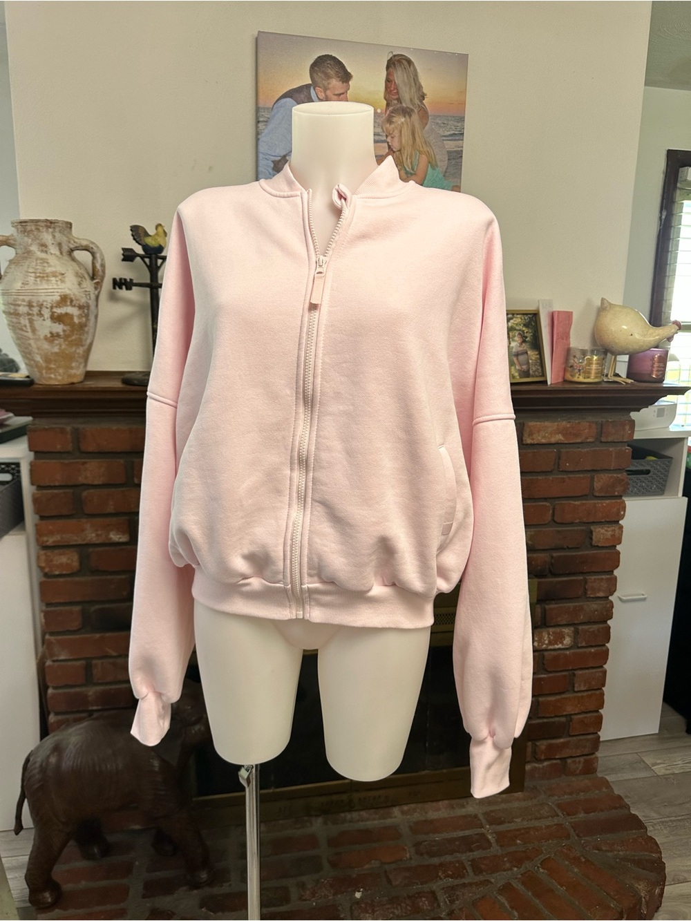 Blogilates Light Pink Marshmallow Zip Up- Size L